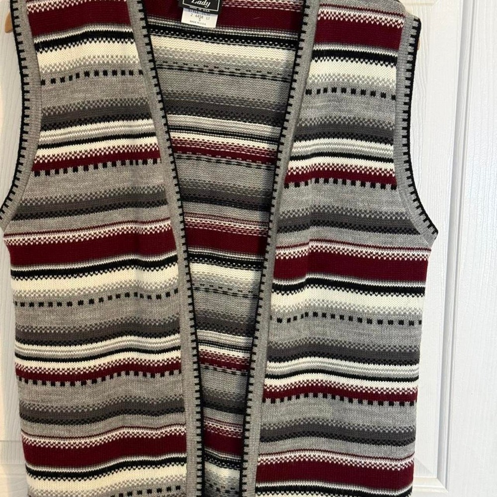 Vintage 90s southern lady grandma sweater vest grey USA size Small Fall Classic